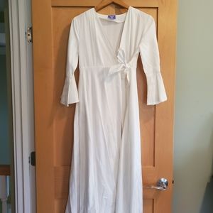 Women's white cotton full length robe